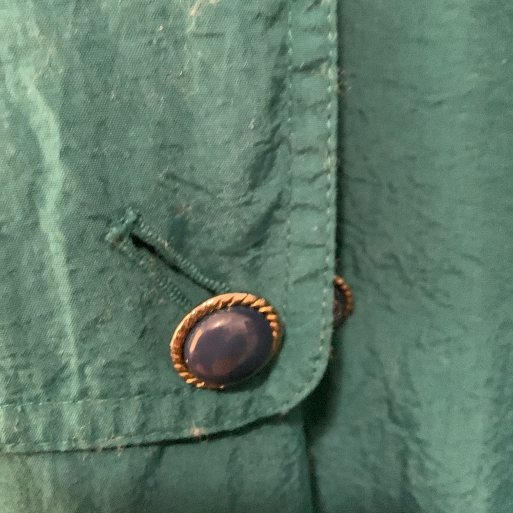 Classic Women's Teal Trench Coat with Belt - Picture 3 of 5